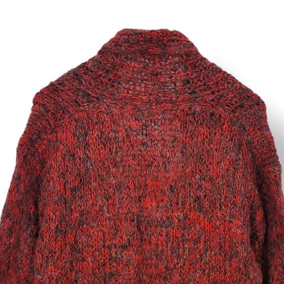 Vintage Hand Knitted Oversized V-neck Wool Knit Reindeer Sweater in Red L/XL - Picture 4 of 8